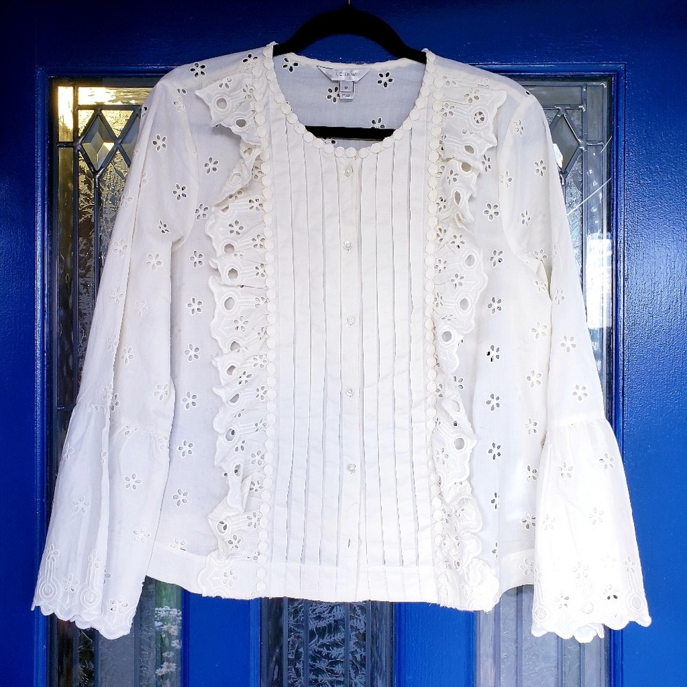 J. Crew ivory eyelet floral, bell sleeve, size 12